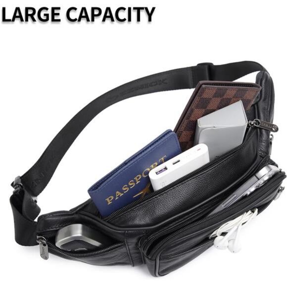 Leather Fanny Pack/Waist Bag/Organizer with Adjustable Belt - Picture 2 of 7